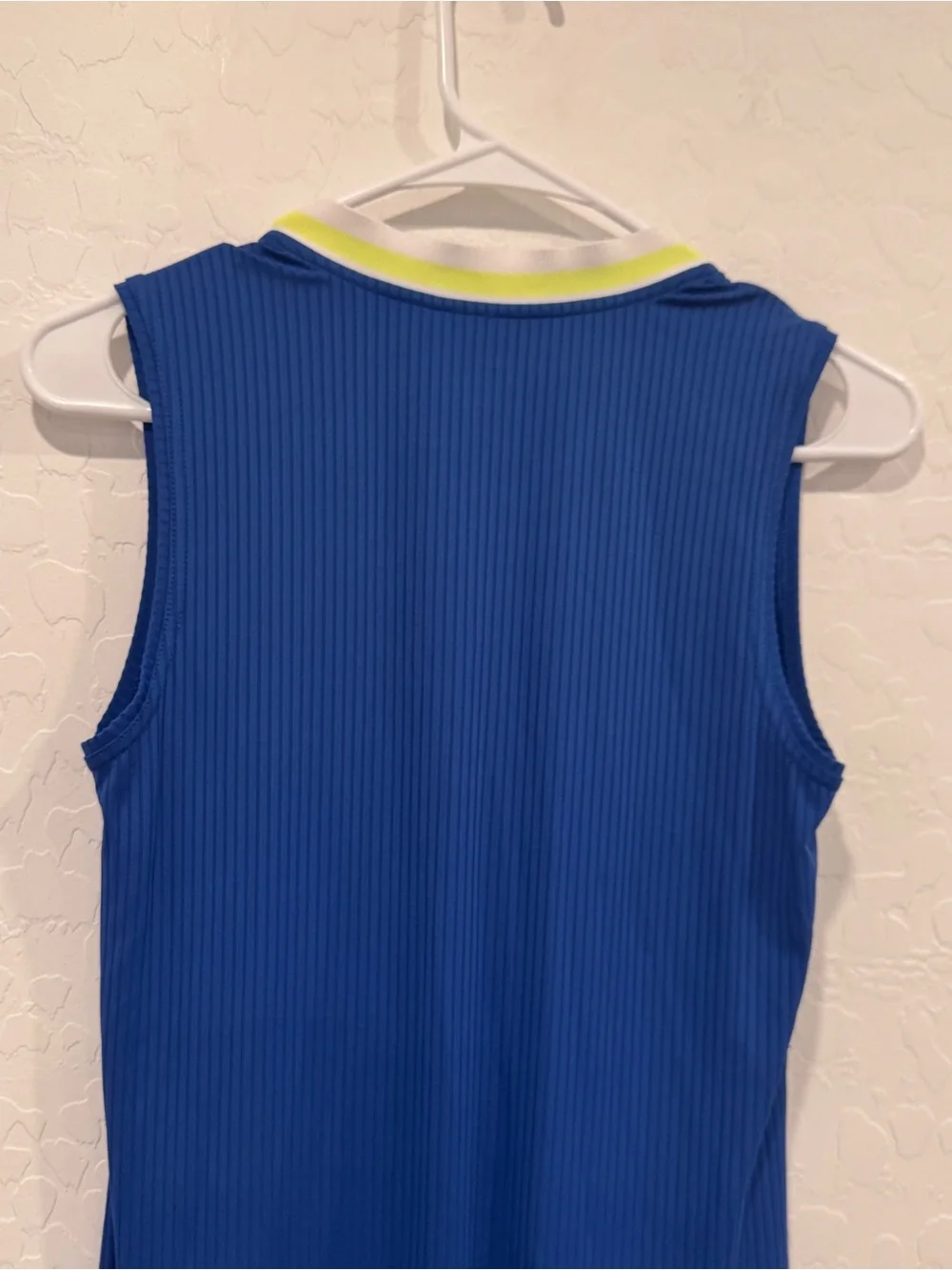 Slazenger Blue Sleeveless Tennis Dress with White and Neon Yellow Trim - Picture 8 of 9